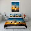 Airplane Sunset Art Decor Set Soft Comfortable Duvet Cover Bedding Set Included 1*Duvet Cover & 2*Pillowcases, Gift