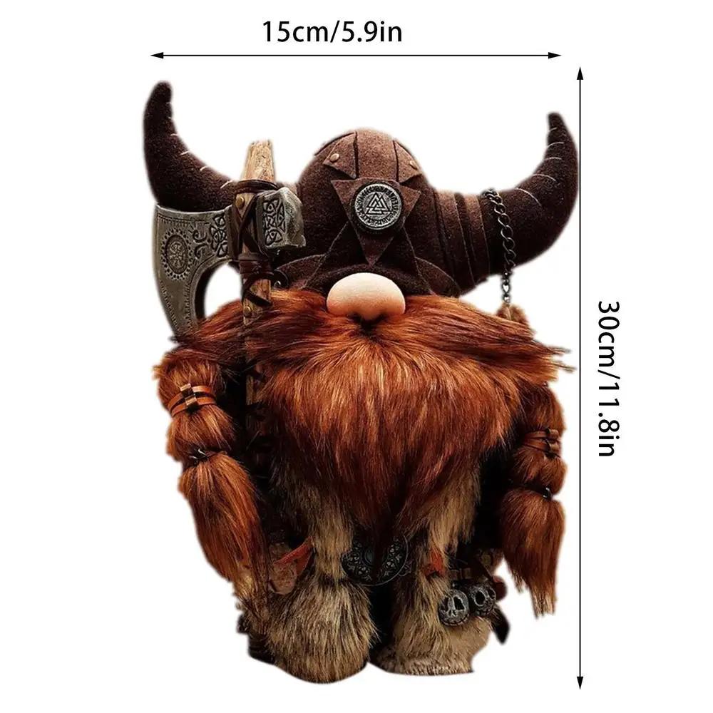 2025 New Viking Decoration Warrior Gnome Doll Axe Standing Plush Kawaii Resin Statue Office Living Room Home Accessories Gift