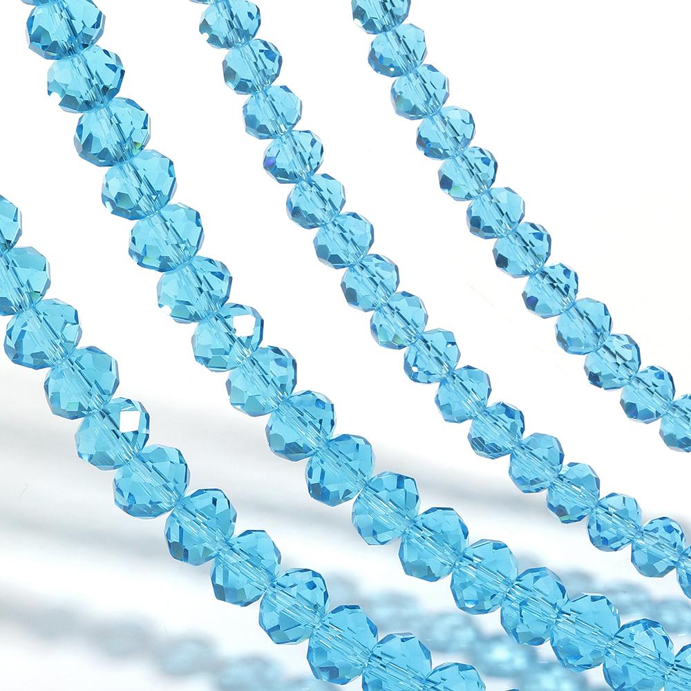 3 4 6 8 10mm Rondelle Faceted Crystal Beads Lake Blue Glass Beads Loose Spacer Beads For Jewelry Making DIY Bracelets Necklace