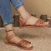 Fashion Shoes for Women 2025 Summer New Women Flat Sandals Bottom Roman Strap Sandals with Non Slip Rubber Soles Ladies Daily Sandalia