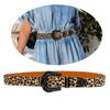 Leopard Pattern Waist Belt for Adult Fashion Belt All Matching Rhinestones Buckle Belt Girl Elegant Pants Jeans Waistband
