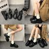 Thick-soled Women's Autumn New Black Small Leather Shoes Women's Height Increase Versatile Beaded Shoes