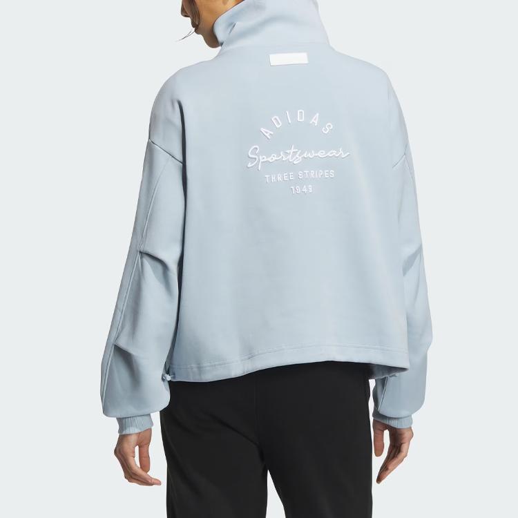 Adidas Sportswear Track Top Letter Logo Print Sports Jacket Women Jacket Light-Blue IS7412