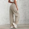 Pantaloni Cargo da Donna a Vita Alta con Coulisse, Vestibilità Larga, Gamba Larga, Multitasche, Pantaloni Casual, Bottoms Streetwear per l'Autunno