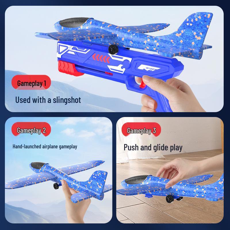 Handheld Light-up Foam Airplane Catapult Toy for Kids & Parents