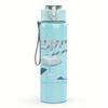 1PC Blue wave ocean abstract print 750ml colorful plastic sports water bottle leakproof pop lid with straw for outdoor office home use