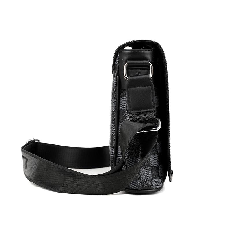 Buy Men's Single Shoulder Bags Fashion Plaid Leather Messenger Bags