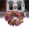 Artificial Wreath Vibrant Colors Retro Simulated Autumn Wreath with Flowers Leaves for Front Door Courtyard Wedding Decoration