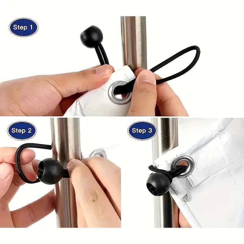 30er oder 50er Packung 6-Zoll Schwarze Spanngummis mit Kugeln, Strapazierfähige Nylon-Zurrgurte für Planen, Zelte, Fracht, Wohnmobile