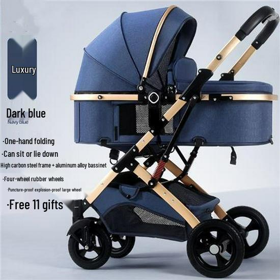 Convertible Lightweight Baby Stroller: Reclining, Foldable, High Landscape, Shock-Absorbing, Two-Way Use for Newborns