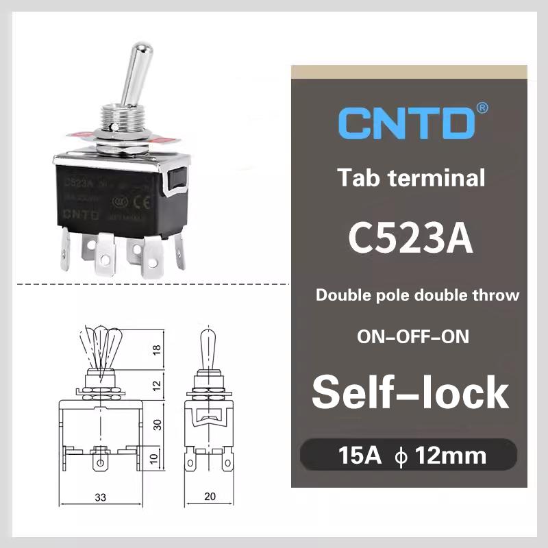 CNTD C5 Toggle Switch Self-locking 15A 250VAC Single Pole Double Pole Switch With Rainproof-cap Switches4
