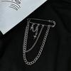 Korean Style Metal Star Chain Brooch for Women Men Suit Decoration Tassel Chain Metal Beads Pin Cloth Jewelry Accessories