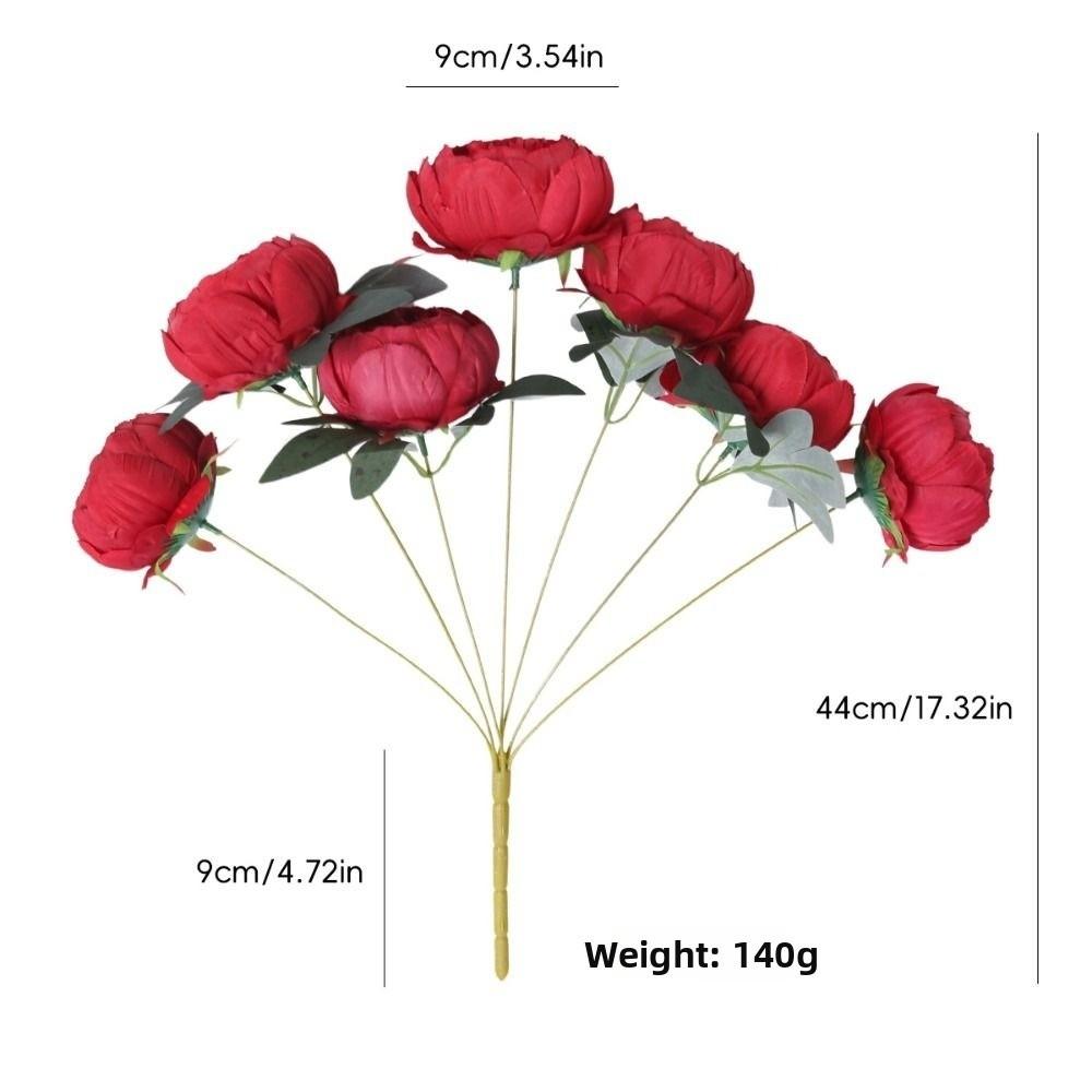 44cm Height Simulation Flower 7 Heads Peony Buds Wedding Bouquet  Desktop Ornament