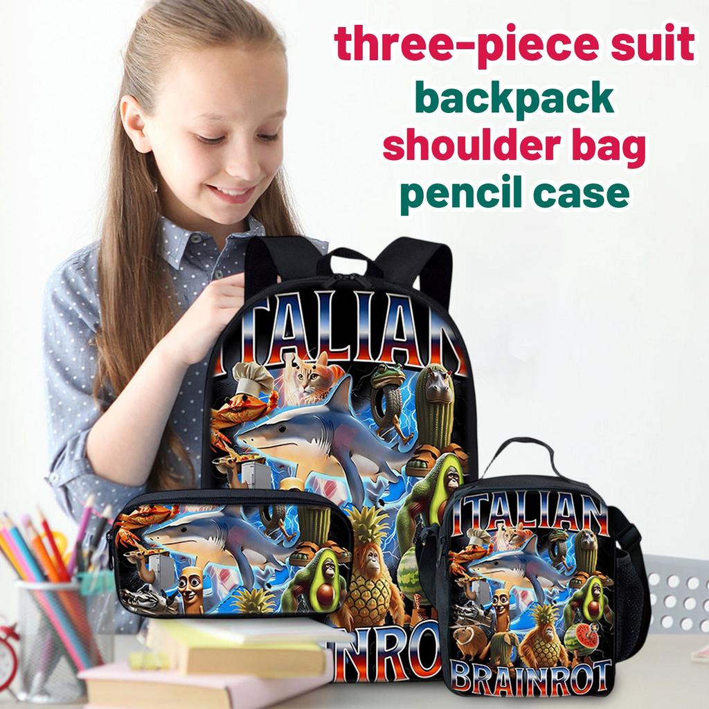 Cartoon Printing Casual Shoulder Bag Junior High School Students Large Capacity Backpacks