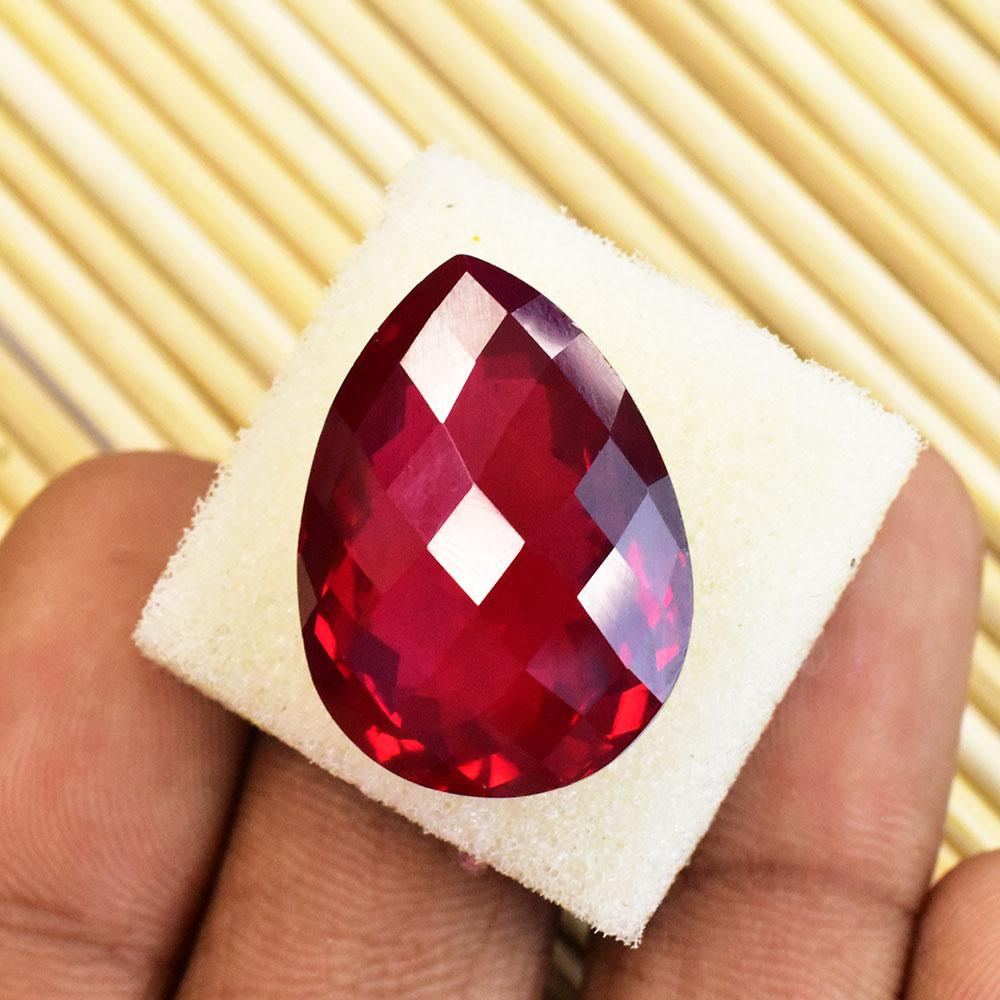 Natural Red Ruby 30 Ct RARE Checker Pear Cut   Loose Gemstone