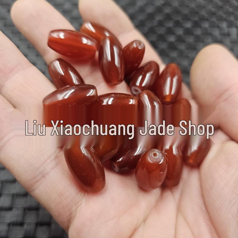 Red Chalcedony Oval Seed Beads for DIY Jewelry - Handmade Ruyi Lock Bracelet Accessories