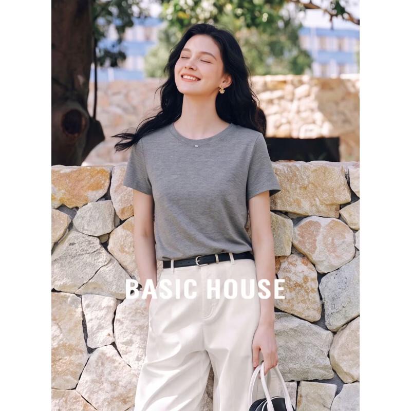 Basic House Women s Silk Blend Short Sleeve T-Shirt L