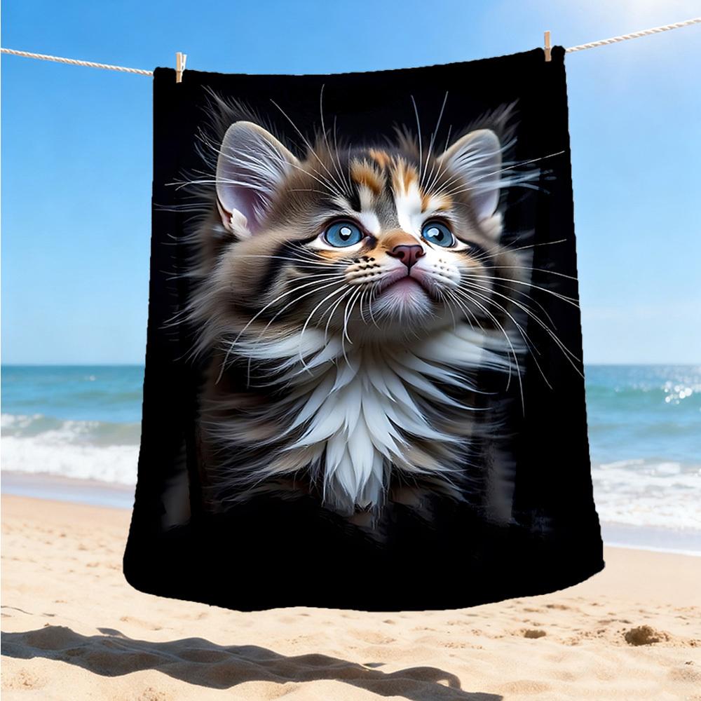 

1pc Kitten Outdoor Blanket - Soft Flannel Cozy for Travel & Camping - All-Season Warm Bed Cover, Machine Washable yy251229070 75x90cm