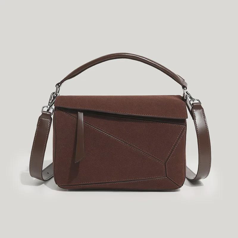 2025 Spring/Summer Women's Mini Geometric Soft Leather Pillow Shoulder Bag - Spliced Diamond Design