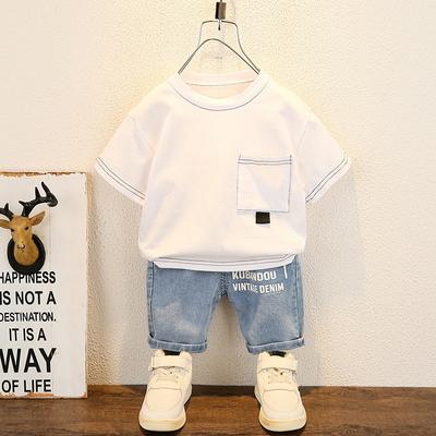 0-6 anni Bambino ragazzo di alta qualità T-shirt vestito estivo nuovo manica corta bambino manica corta bambini ragazza comodi pantaloncini di jeans set due pezzi