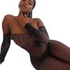 European and American Women's Sexy Open Crotch Long Sleeve Mesh Bodysuit