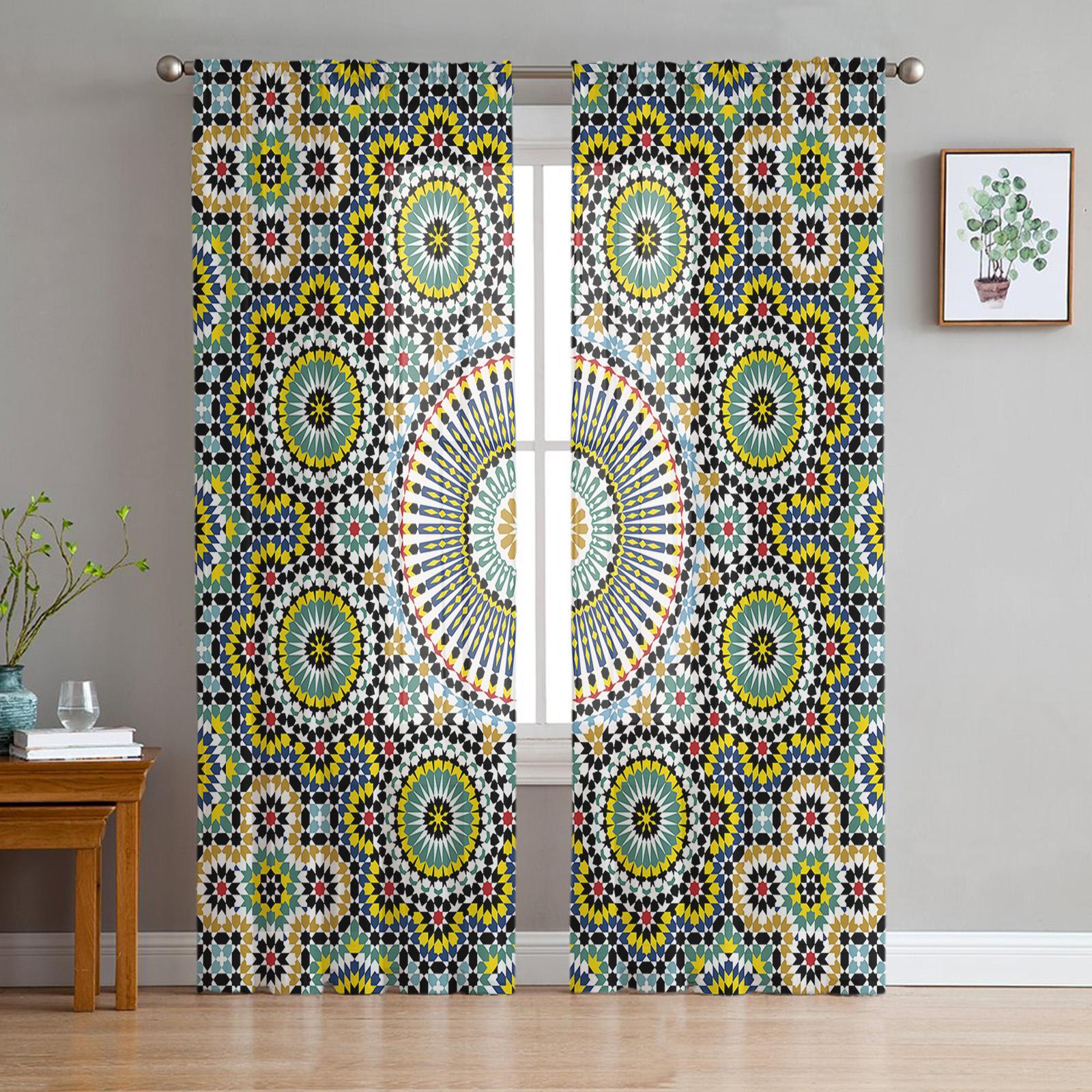 

Арабский фиолетовый исламский тюль шторы для гостиной принт прозрачная вуаль занавеска для спальни экранирование окна шторы жалюзи домашний декор W135 x H115cm x1&Grommet Top