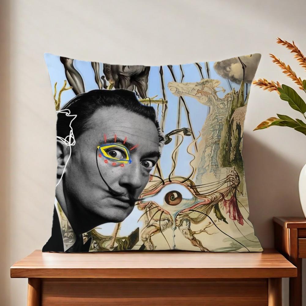 Housse de coussin célèbre de Salvador Dalí Pour Impression d'oreiller Décoration de canapé Maison Voiture Chambre Café Bureau Simplicité Nordique 50x50cm