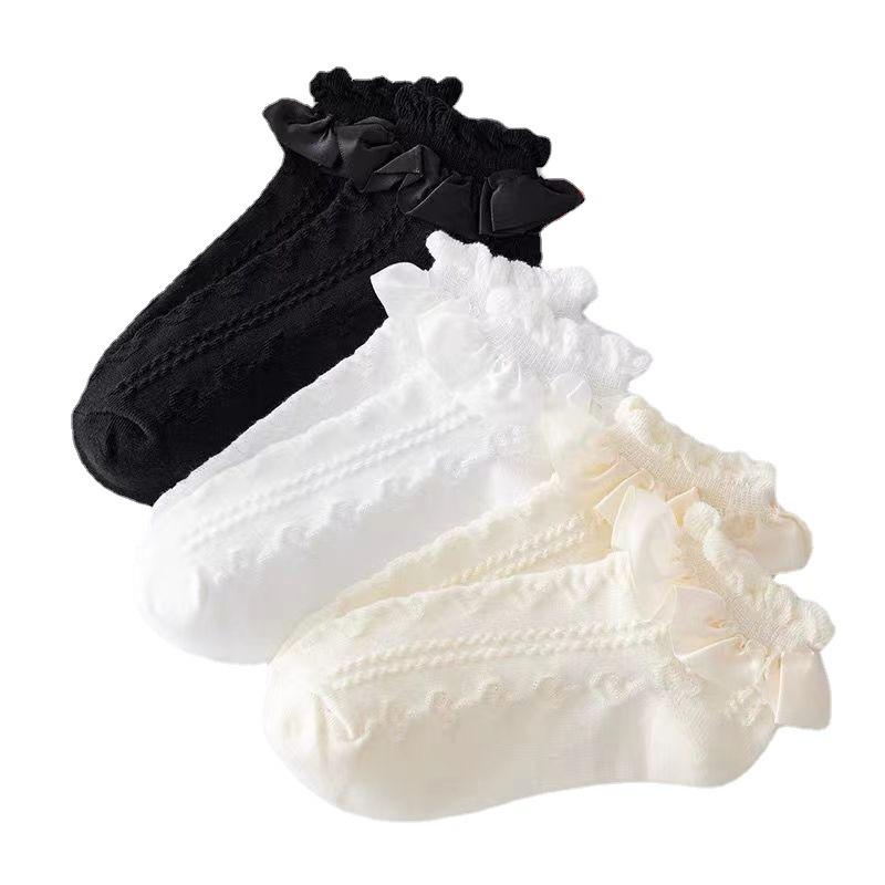 Summer Thin Lolita Socks for Women, Bubble Lace Short Socks, Sweet Princess Cotton Socks, Mesh Breathable