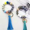 Beaded Making Kit for Bracelet Car Wristlet Keychain Contains 15mm Round Letter Beaded Leather Tassel Elastic for Key Ri