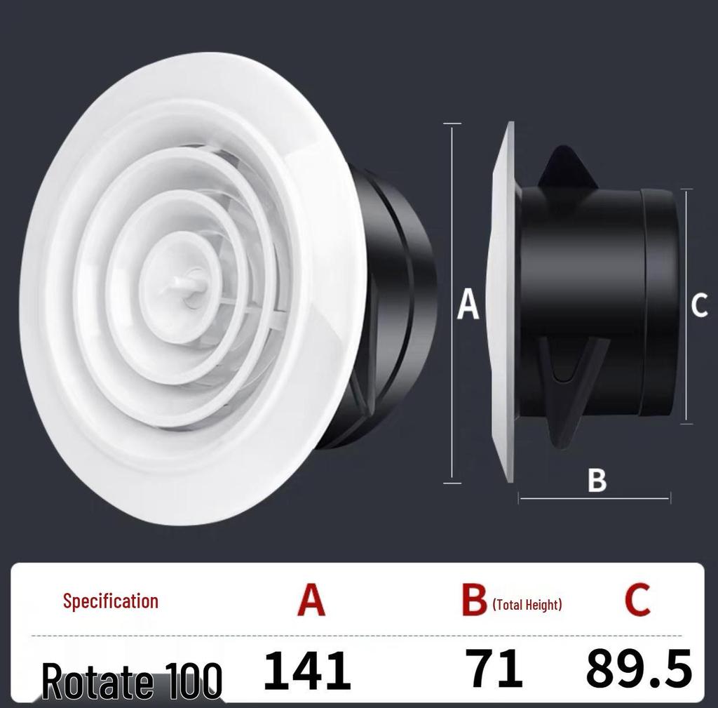 ABS Round Air Ventilation Duct: Indoor Fresh Air, White Exhaust Air Intake