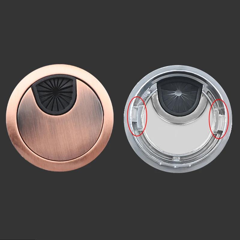 1/2/4/8Pcs 50/53/60/80mm Zinc Alloy Desktop Cable Hole Cover Protective Ring PC Desktop Circular Cable Protective Ring Bracket
