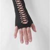 Black Fingerless Gloves women Punk Dark Gothic Cuff Men Hip Hop Hollow Out Rock Gloves E-GIRL Grunge Emo Accessories Mall Goth