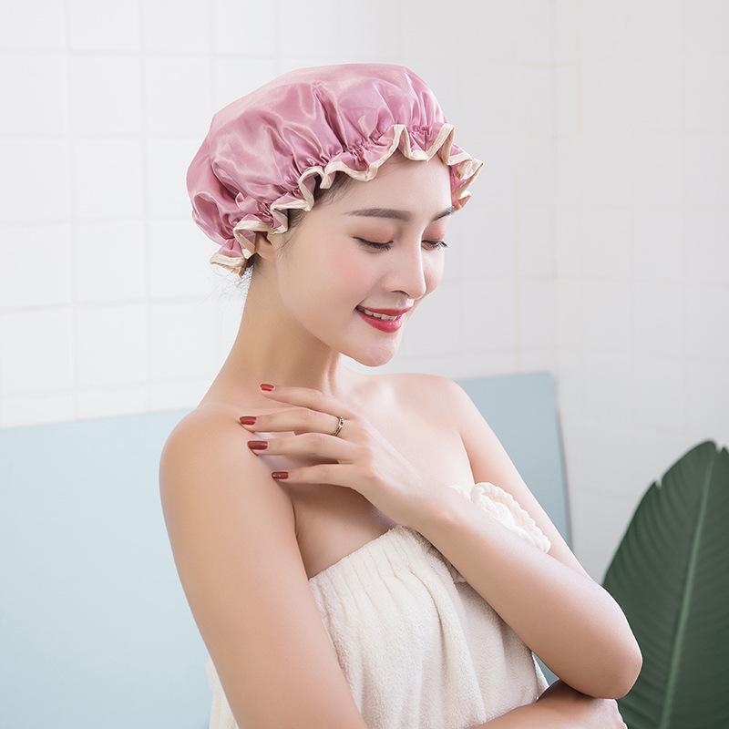 Double-layer Waterproof Shower Cap for Adults and Women, Shower and Bath, Kitchen Fume Hood, Thickened Shampoo Cap, Bath Cap