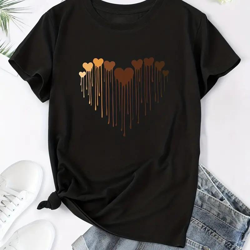 Tshirt Womens Love Heart Graphic Womens Harajuku Short Sleeve Casual Womens Tshirt Clothing Street Top Tees Aesthetic Clothes S