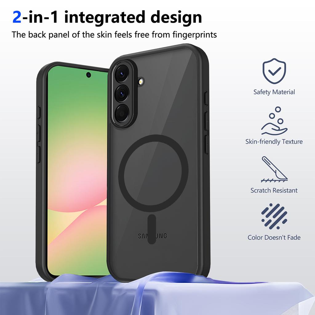 For Samsung Galaxy A56 5G Magnetic Case Skin Touch Matte Translucent PC + TPU Anti-Drop Phone Cover