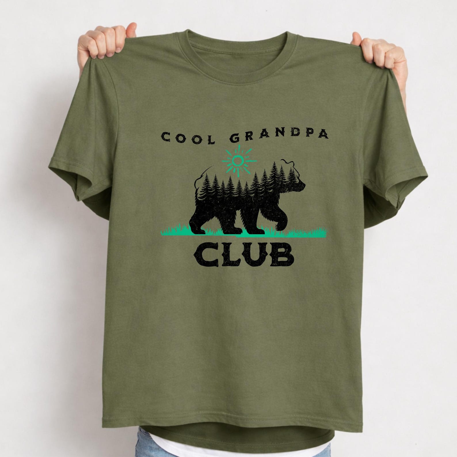 Grandpa Club T-Shirt, Vintage Bear Silhouette, Outdoorsy Gift XL