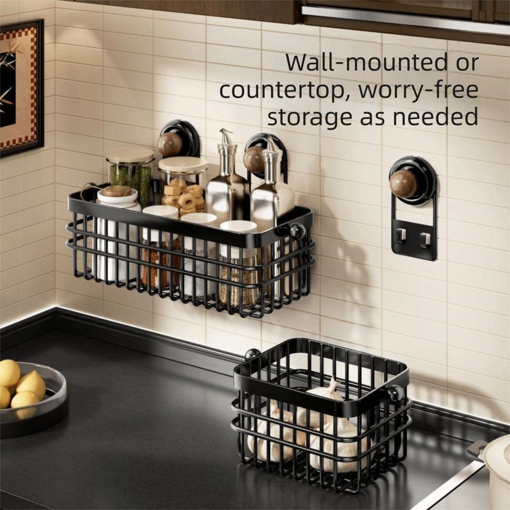 Grid Design Kitchen Wall Hanging Rack Suction Cup Kitchen Garlic Organizer  Bathroom