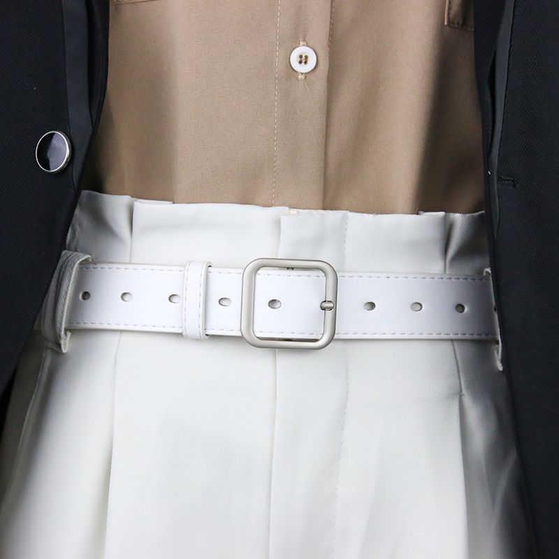 

Женский универсальный вневременной пояс на талию из искусственной кожи для непринужденного стиля, комфорта и White 3.2