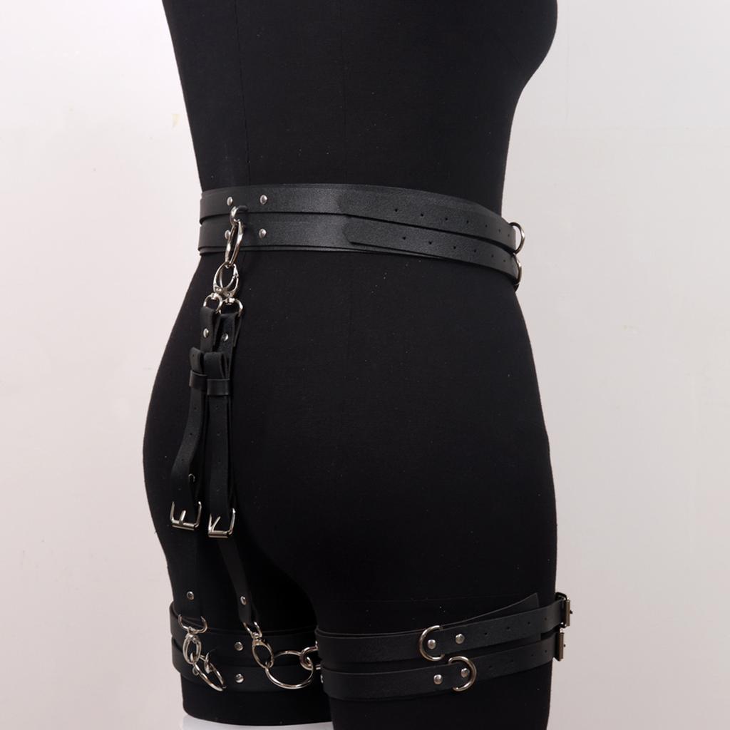 Damen Sexy Trend Punk Gürtel Lässig Wild Leder Taille zu Bein Gürtel Bondage Bein Harness Gothic Strumpfband Gürtel Bekleidungszubehör
