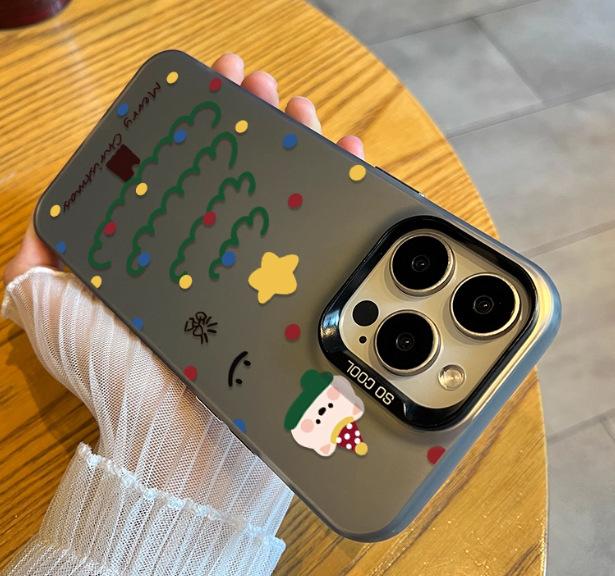 Applicable to Apple 11/11pro mobile phone case simple Xiaomi large hole colored silver Huawei autumn and winter mate line Christmas tree