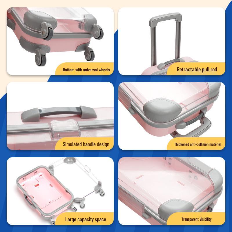 Compact Clear Cosmetic Trolley Case with Universal Wheels, Large Capacity, Thickened for Eyelash and Desktop Decor