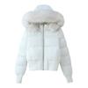 Womens Winter Hooded Cotton-Polyester Jacket With Faux Fur Trim Casual Coat Short Length