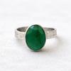 Green Emerald Hammered Statement Ring, 925 Sterling Silver Jewelry, Handmade Minimalist Boho Jewelry