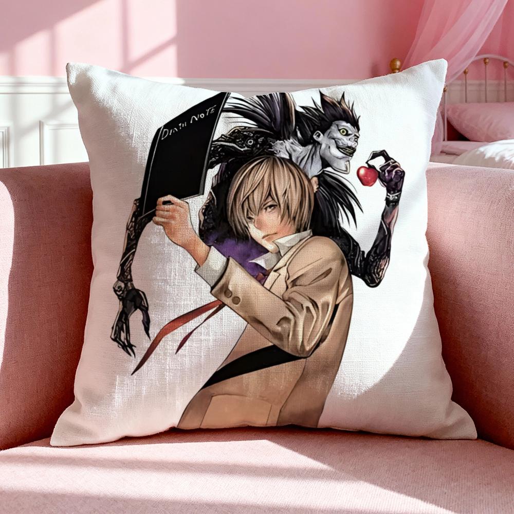 Anime D-Death Note Double-Sided Printed Pillow Cover Short Plush Suitable Living Rooms Bedrooms Sofas Throw Cushion Cover