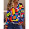 Women's V-neck long-sleeved T-shirt casual fashion