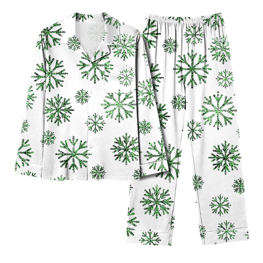 Damski Casualowy Modny Świąteczny Top z Długim Rękawem i Spodnie Zestaw Homewear