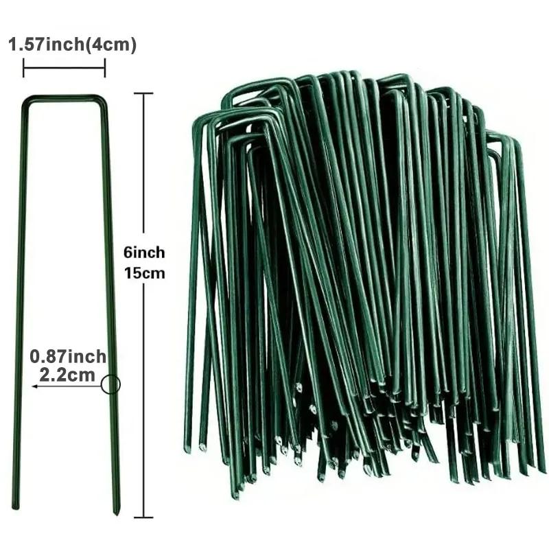 Agrafes de jardin en U, piquets de clôture robustes, piquets de gazon, piquets de paysage galvanisés pour maintenir les pelouses, clous de sol pour barrière