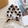 Versatile Korean Version Polka Dot Silk Cotton Small Square Scarf Women's Spring and Summer Thin Breathable Silk Cotton Blended Silk Scarf Simple