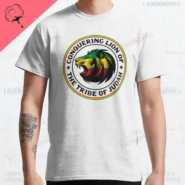T-shirt Leone Rasta Giuda Cuffie Rastafariano Giamaicano Zion Uomo Cotone di Alta Qualità Canottiera Casual Traspirante Abbigliamento Street