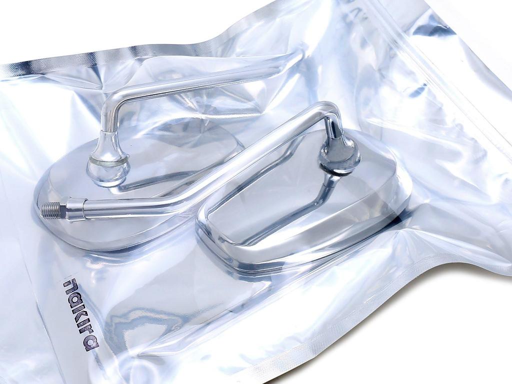 Nakira Oval Motorcycle Universal Set of 2 and for Mirrors, 10mm, (Left Right), PCX, Grom, CB400SF, etc. (NKR0001246) (Plated Silver)